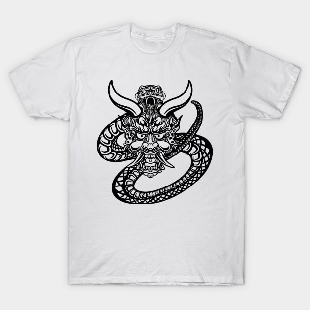 Hannya Mask Snake T-Shirt by Excela Studio